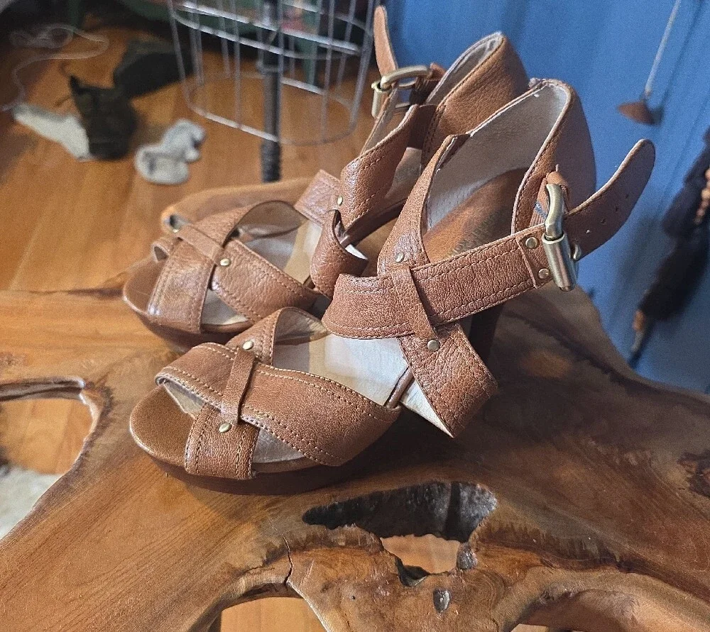 Michael Kors Brown Leather Strappy High Heel Sandals